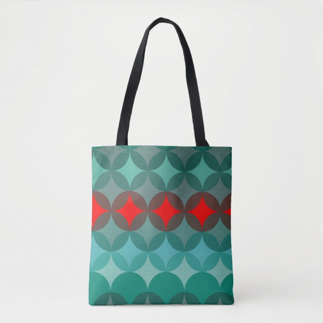 Bolsa Tote art deco inspirou o teal e o abstrato vermelho (Frente)