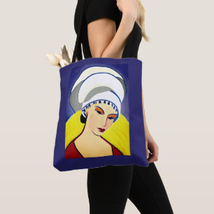 Bolsa Tote Art Deco Modern Lady in a Turban