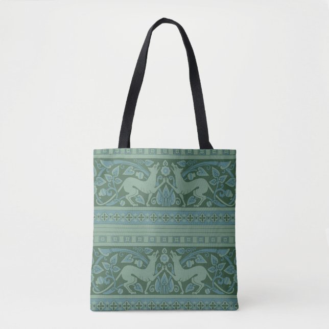 Bolsa Tote Art Deco Nouveau Cão Natureza Padrão Animal (Frente)