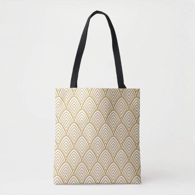 Bolsa Tote Art Deco padrão geométrico sem costura. (Frente)