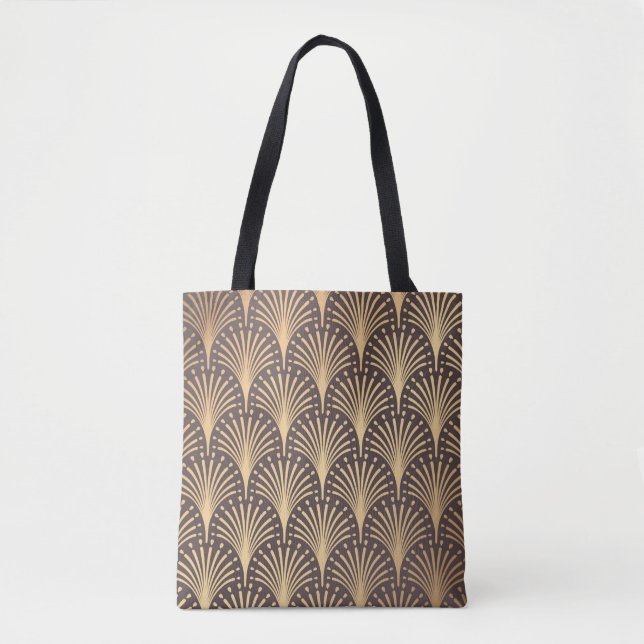 Bolsa Tote Art Deco Pattern. Seamless golden background. Mini (Frente)