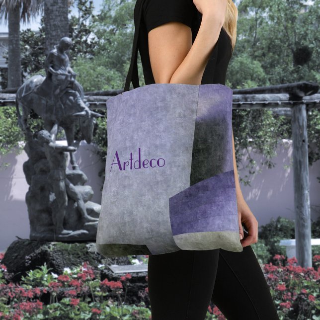 Bolsa Tote Art Deco Roxo e Abstrato Verde (Criador carregado)