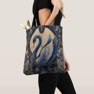 BOLSA TOTE ART DÉCO VINTAGE INSPIRADO CISNE AZUL