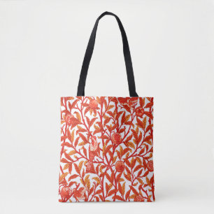 Bolsa Tote Art Nouveau Bird & Pomegranate, Mandarin Orange