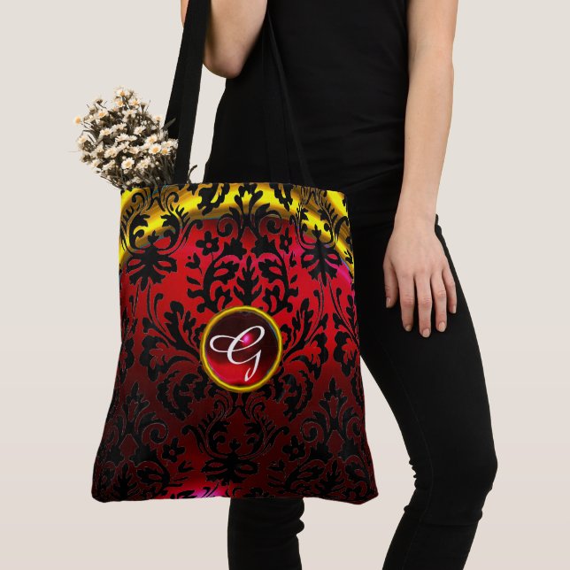 BOLSA TOTE ART NOUVEAU RED BLACK DOURADO MONOGRAMA (Close Up)