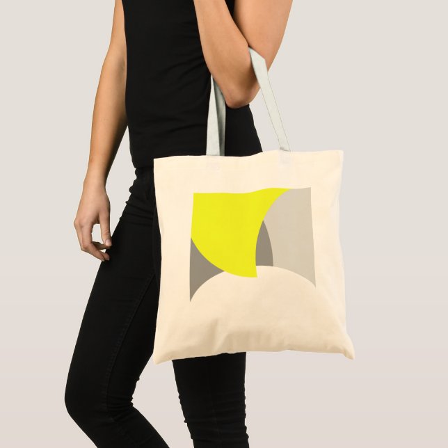 Bolsa Tote Arte abstrata Amarelo Cinza Branco (Frente (produto))