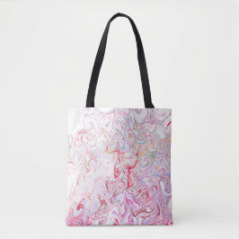 Bolsa Tote Arte abstrata de mármore turbilhão fluido rosa vib