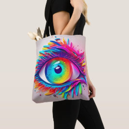 Bolsa Tote Arte abstrata de olho de néon vibrante