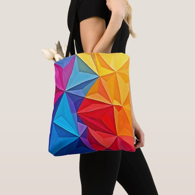 Bolsa Tote Arte abstrata de prisma geométrico ousado (Close Up)