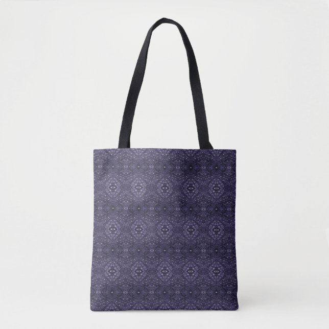Bolsa Tote Arte Abstrata de Tinta Alcoólica Roxa Labiríntica (Frente)