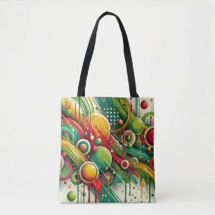 Bolsa Tote Arte abstrata dinâmica com círculos coloridos