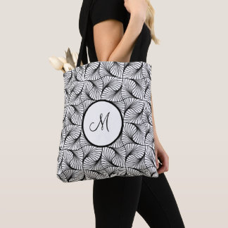 Bolsa Tote Arte abstrata em preto e branco com inicial person