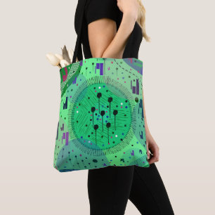 Bolsa Tote Arte Abstrata: Fruta Kiwi Verde