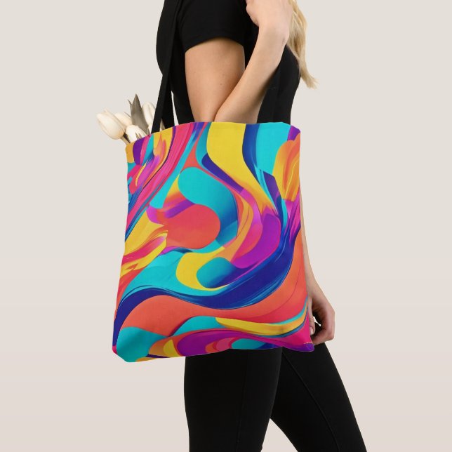 Bolsa Tote Arte Abstrata Giratória Vibrante (Close Up)