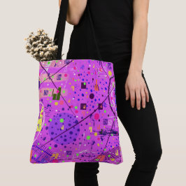 Bolsa Tote Arte Abstrata: Glitch Roxo