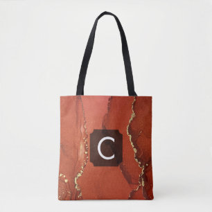 Bolsa Tote Arte abstrata líquida com tinta alcoólica dourada