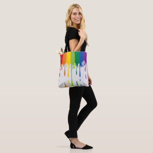 Bolsa Tote Arte abstrata líquida de tinta pingando arco-íris