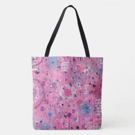 Bolsa Tote Arte abstrata maximalista rosa