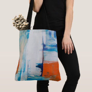 Bolsa Tote Arte abstrata moderna laranja azul