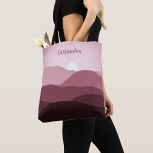 Bolsa Tote Arte abstrata rosa claro personalizada em tons de