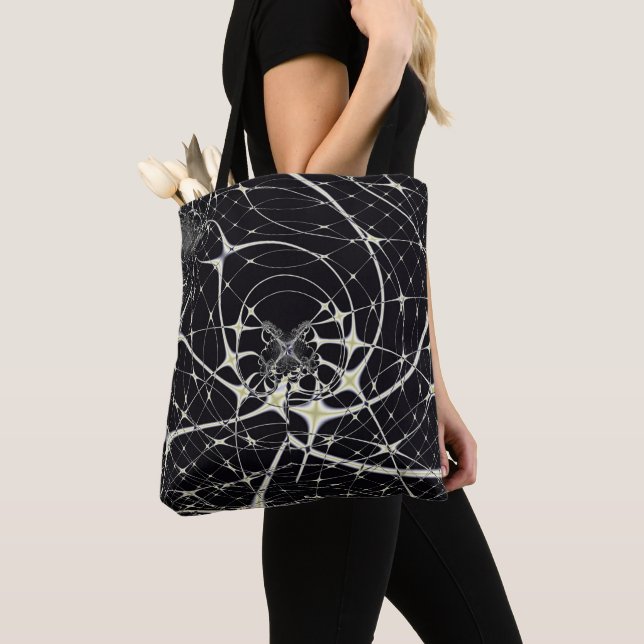 Bolsa Tote Arte Abstrata Teia de Aranha Dourada (Close Up)