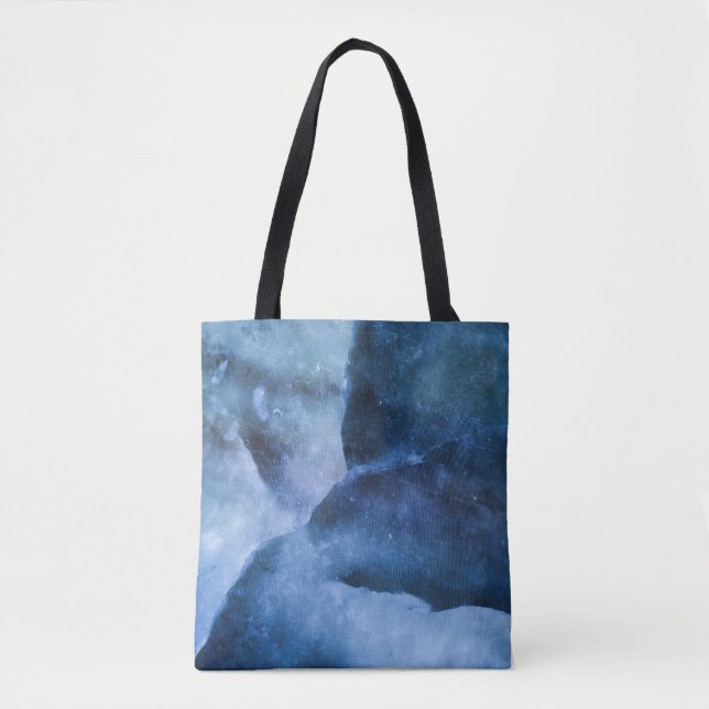 Bolsa Tote Arte Abstrato de Superfície de Gelo Azul Arranjada (Frente)