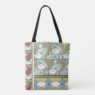 Bolsa Tote Arte Antiga Modernista, Flores de Jardim de Nenúfa