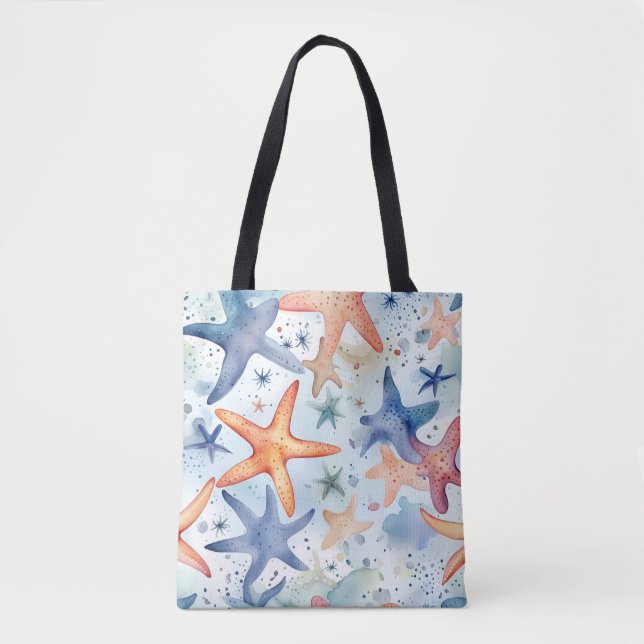 Bolsa Tote Arte aquarela das estrelas do mar (Frente)