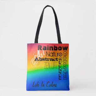 Bolsa Tote Arte Arco-Íris/Palavras