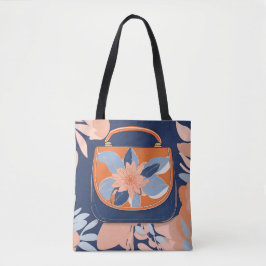 Bolsa Tote Arte azul-laranja tropical