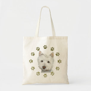 Bolsa Tote Arte bonito e patas do cão de Westie