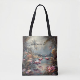Bolsa Tote Arte Botânica Pintada de Flamingo Tropical Vintage