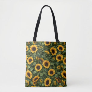 Bolsa Tote Arte Botânica Realista de Girassol