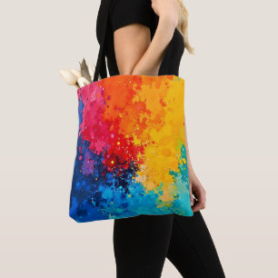 Bolsa Tote Arte Caótico Vibrante em Aquarela