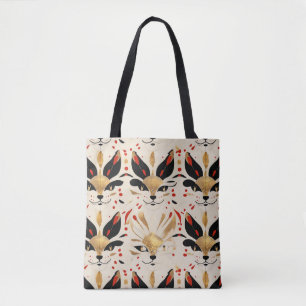 Bolsa Tote Arte Colorida Artística Nouveau Padrão de Gato