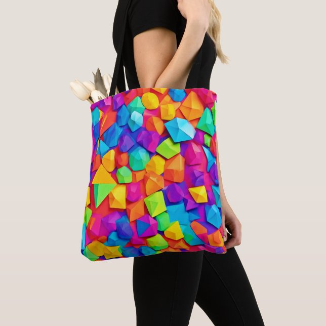 Bolsa Tote Arte Colorida Crystal Shapes (Close Up)