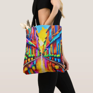 Bolsa Tote Arte Colorida da Cena de Rua