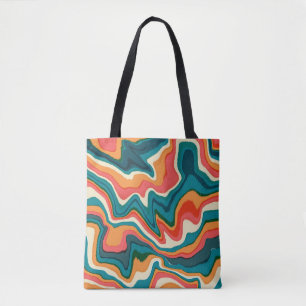 Bolsa Tote Arte Colorida Funky Retro Marble Swirl Ebru
