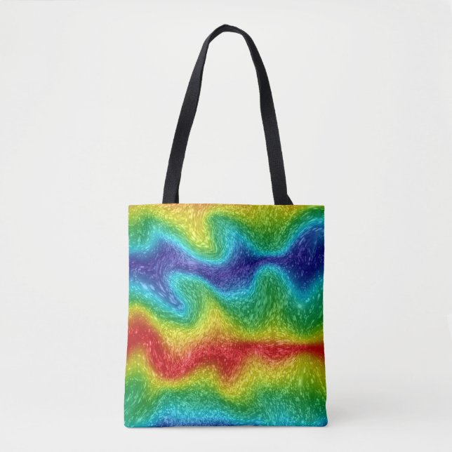 Bolsa Tote Arte Colorida Radical Arco-Íris Abstrato stripida (Frente)