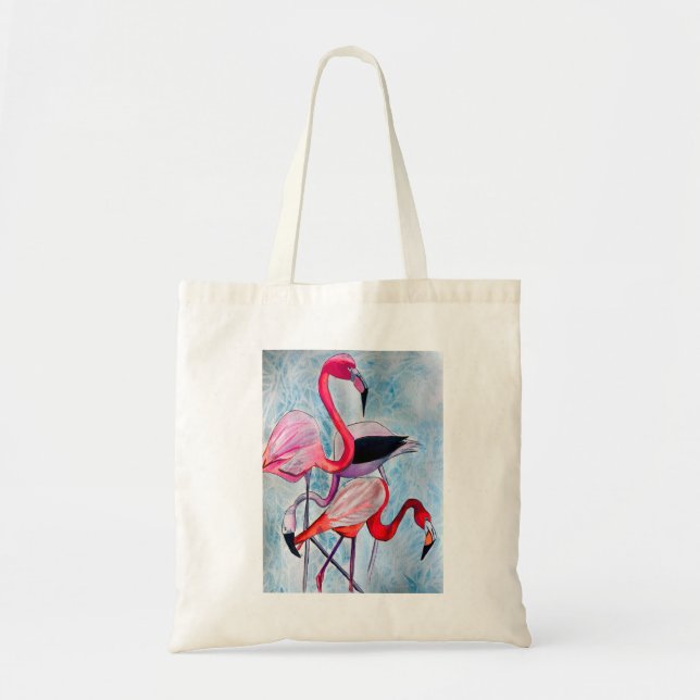 Bolsa Tote Arte colorida rosa colorido flamingo aquarela (Frente)