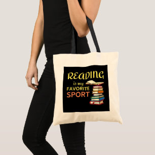 Bolsa Tote Arte com palavras de esporte de leitura engraçada