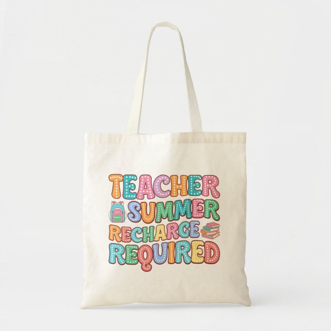 Bolsa Tote Arte com palavras de Professora de Verão Fofa (Frente)