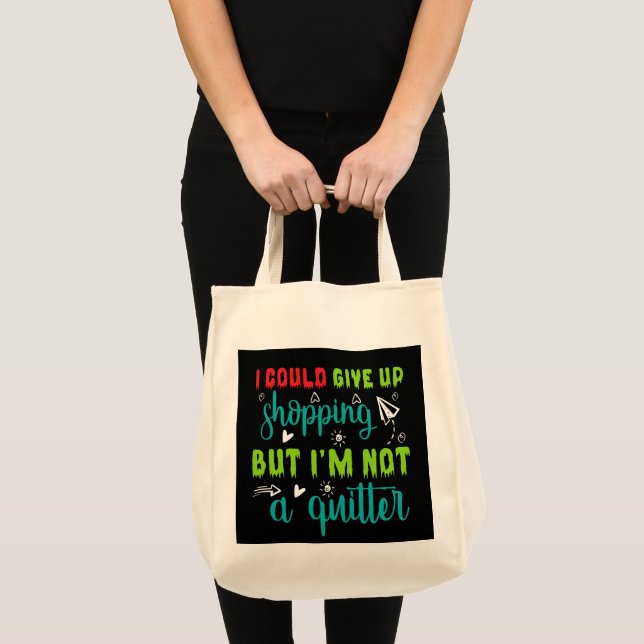 Bolsa Tote Arte com palavras engraçadas de compras  (Frente (produto))