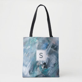 Bolsa Tote Arte Contemporânea Abstrato de Cinza Azul