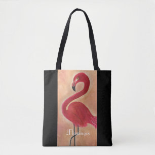 Bolsa Tote Arte cor-de-rosa personalizada do flamingo