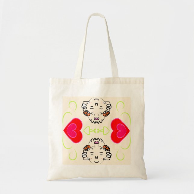 Bolsa Tote Arte Corações Fofos (Frente)