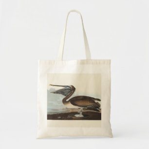 Bolsa Tote Arte Costeira de Pássaros do Pelicano Marrom Audub