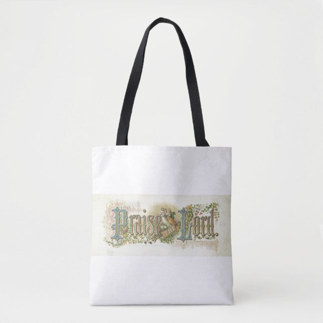 Bolsa Tote Arte Cristã Vintage Louvado Seja o Senhor  (Frente)