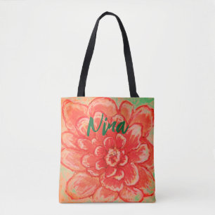 Bolsa Tote Arte da Flor Rosa Gentil
