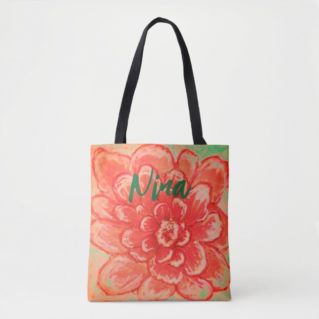 Bolsa Tote Arte da Flor Rosa Gentil (Frente)